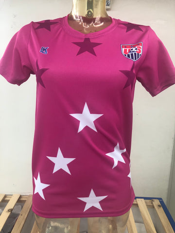 TEE SHIRT FEMME FUSHIA USA SOCCER